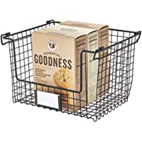 iDesign Caja- cesta de metal- apilable y con asas para guardar cosméticos o artículos de papelería- organizador para…